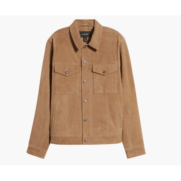 NWT $299 BLANK NYC MEN’S TAN SLIM FIT PATCH POCKET SUEDE JACKET US SIZE SMALL - Picture 2 of 10